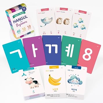 Korean Hangul Flashcards for Beginners - 55-Card Set for Mastering the Korean Alphabet, Numbers & Colors with MP3 Audio