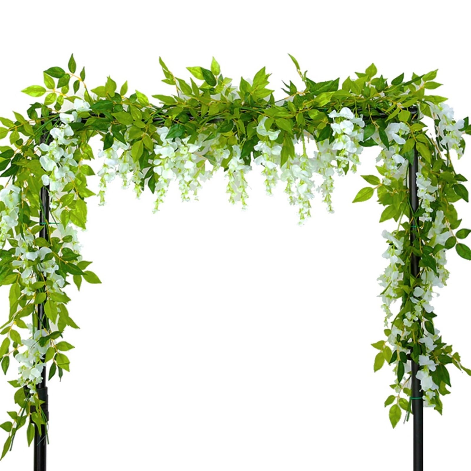 Artificial Flower Vine 2pc 1.8M Wisteria Artificial Flowers Vine Garland Plants Wedding Arch Decoration Fake Plant Leaf Rattan Trailing Wall Flower Ivy For decoration(2pcs 1.8m White)