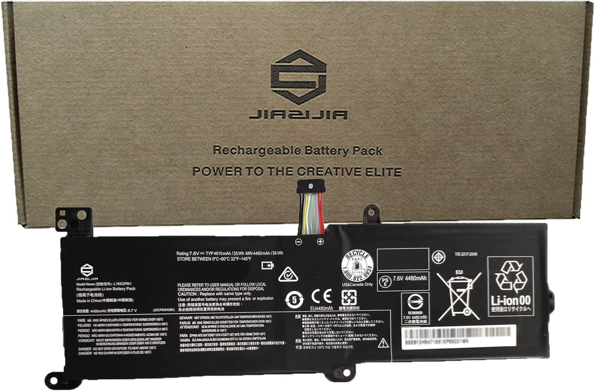 JIAZIJIA L16S2PB1 Laptop Battery Replacement for Lenovo 5000-15 Series Notebook L16C2PB1 L16M2PB1 L16L2PB1 Black 7.6V 35Wh 4610mAh