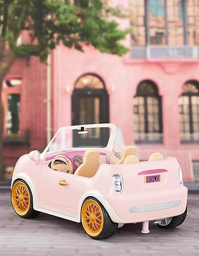 Miniatura 11 de Lori Dolls Ride & Shine Pickup Truck - Coche rosa para mini muñecas de 6 pulgadas, enganche de remolque y puertas que se abren, vehículo de juguete