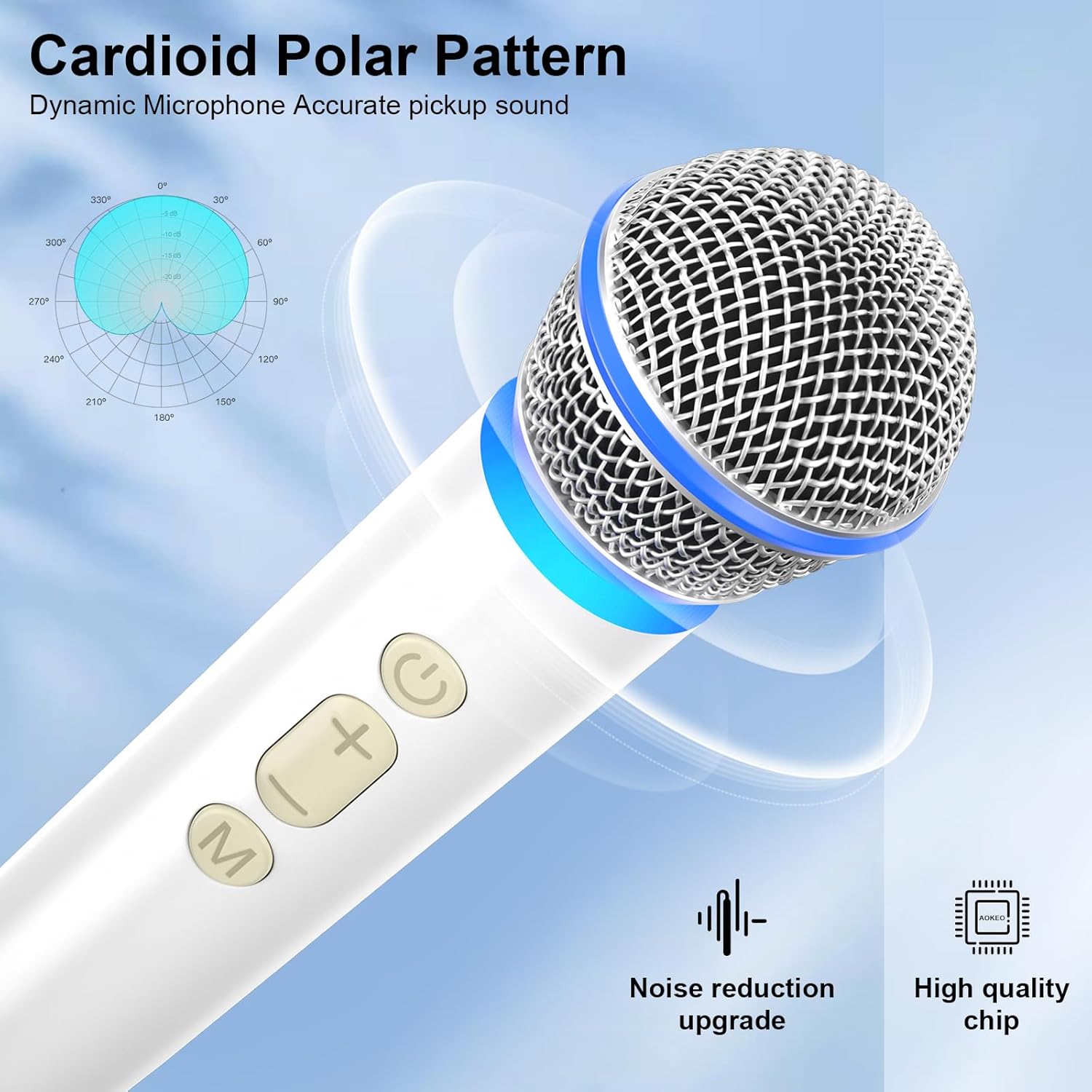 Aokeo Wireless Microphone with Rechargeable Receiver,UHF Dynamic Handheld Karaoke Mic,100ft Range, for Amplifier Speaker, Mixer,Singing, Party,Speech - Image 2