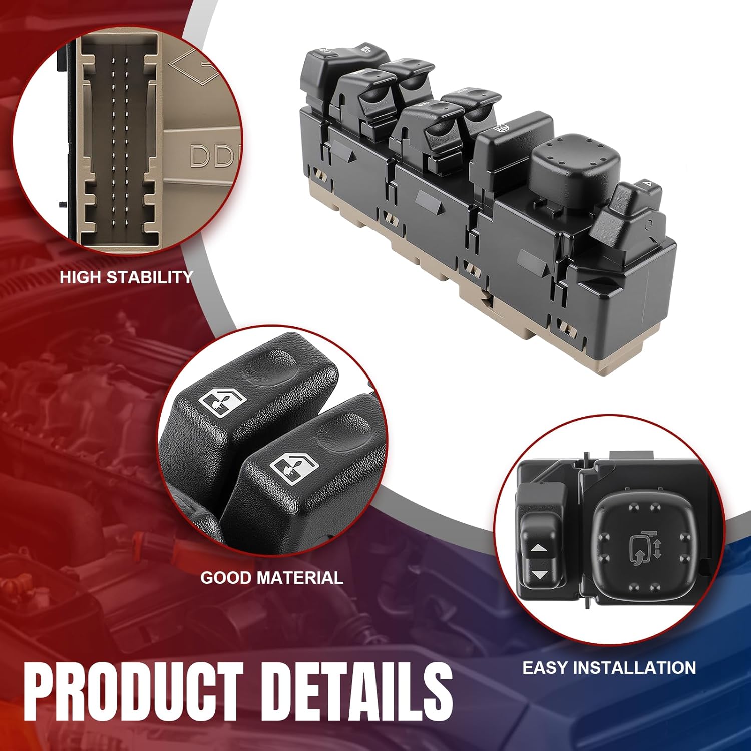 AUTOKAY 15883320 920-020 Front Driver Left Side Power Window Switch for Chevy Cadillac GMC 2003-2007