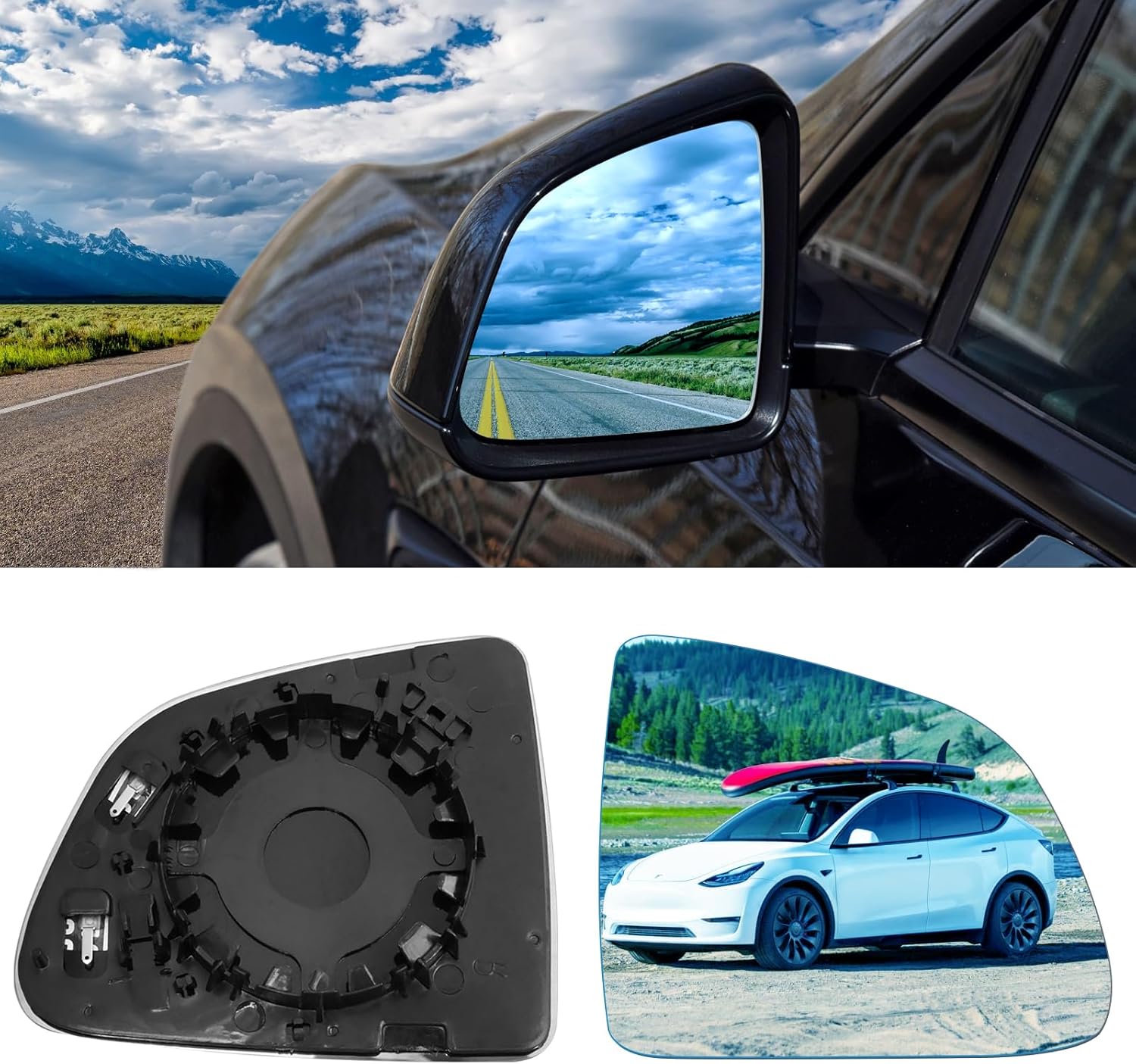 Jaronx Compatible with Tesla Model Y Side Mirror Glass