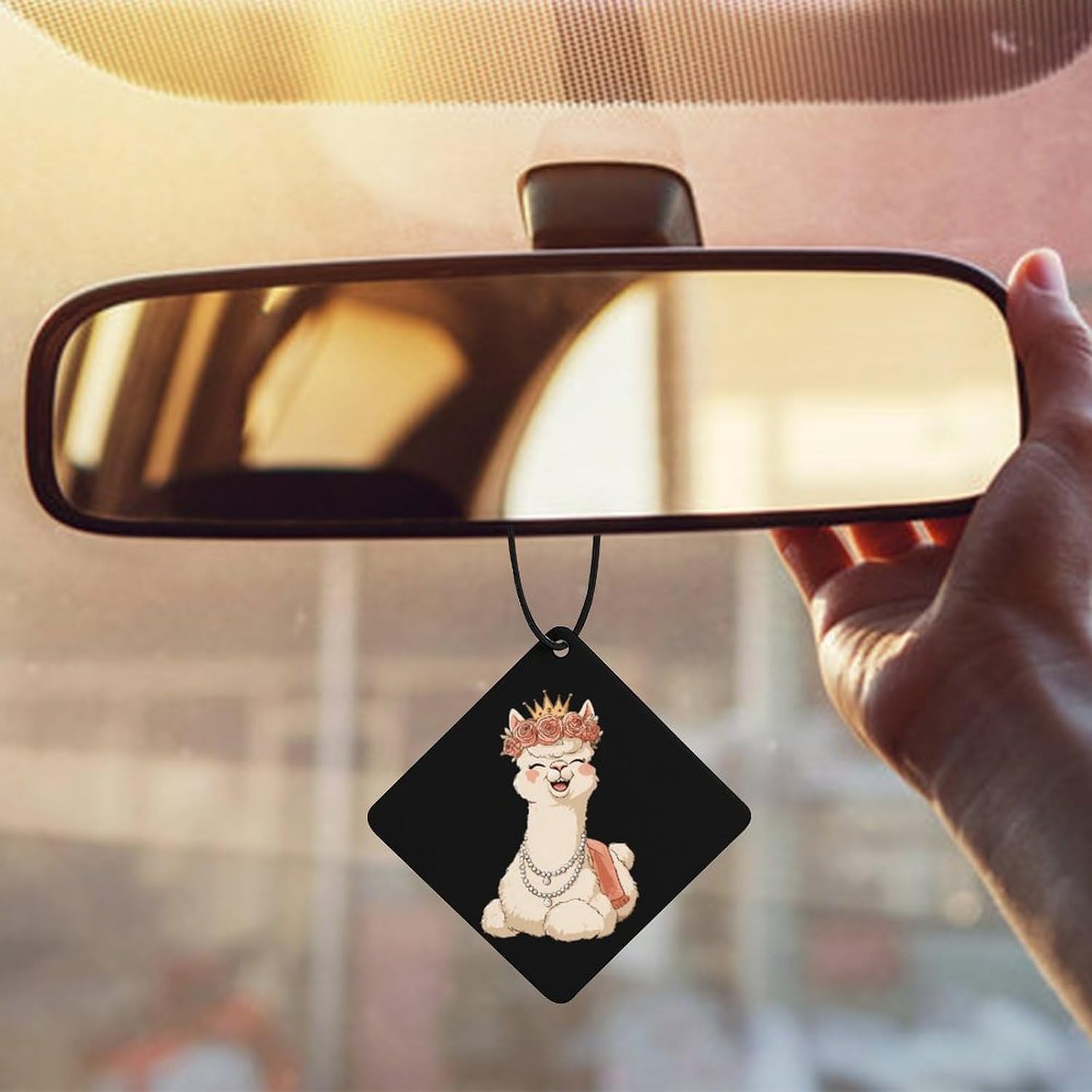 Cute Llama Animal Car Air Freshener Cute Hanging Aromatherapy Tablets for Car Home Rhombus