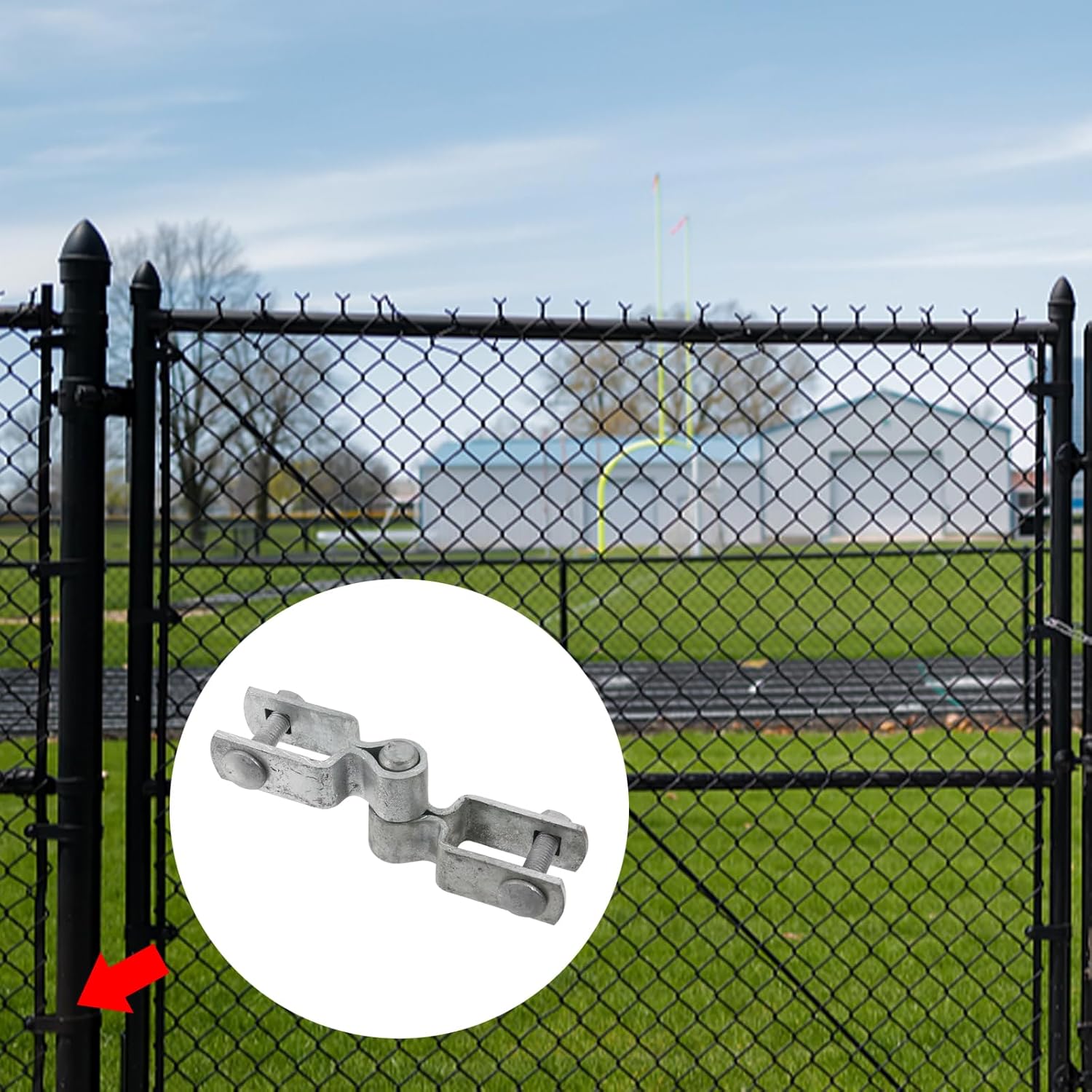 Semetall 1" x 1" Heavy Duty Chain Link Fence Gate Hinges Set - 4-Piece with 4mm Thickness