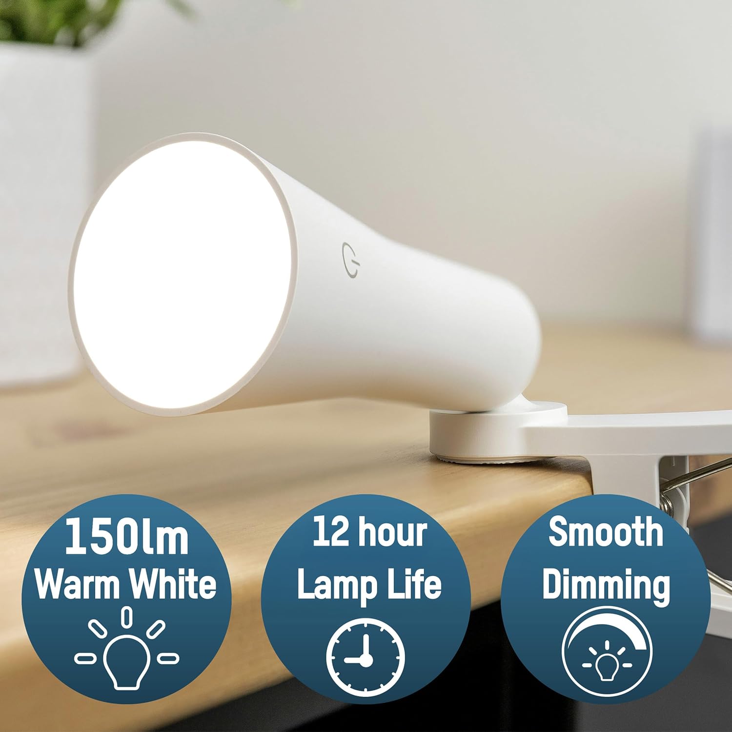 Ansmann 3-in-1 Rechargeable Desk Lamp (1 PC) - Removable Head Standing Desk Lamp - White LED Lamp, Comes with Table Stand, Clamp Holder and Adhesive Holder