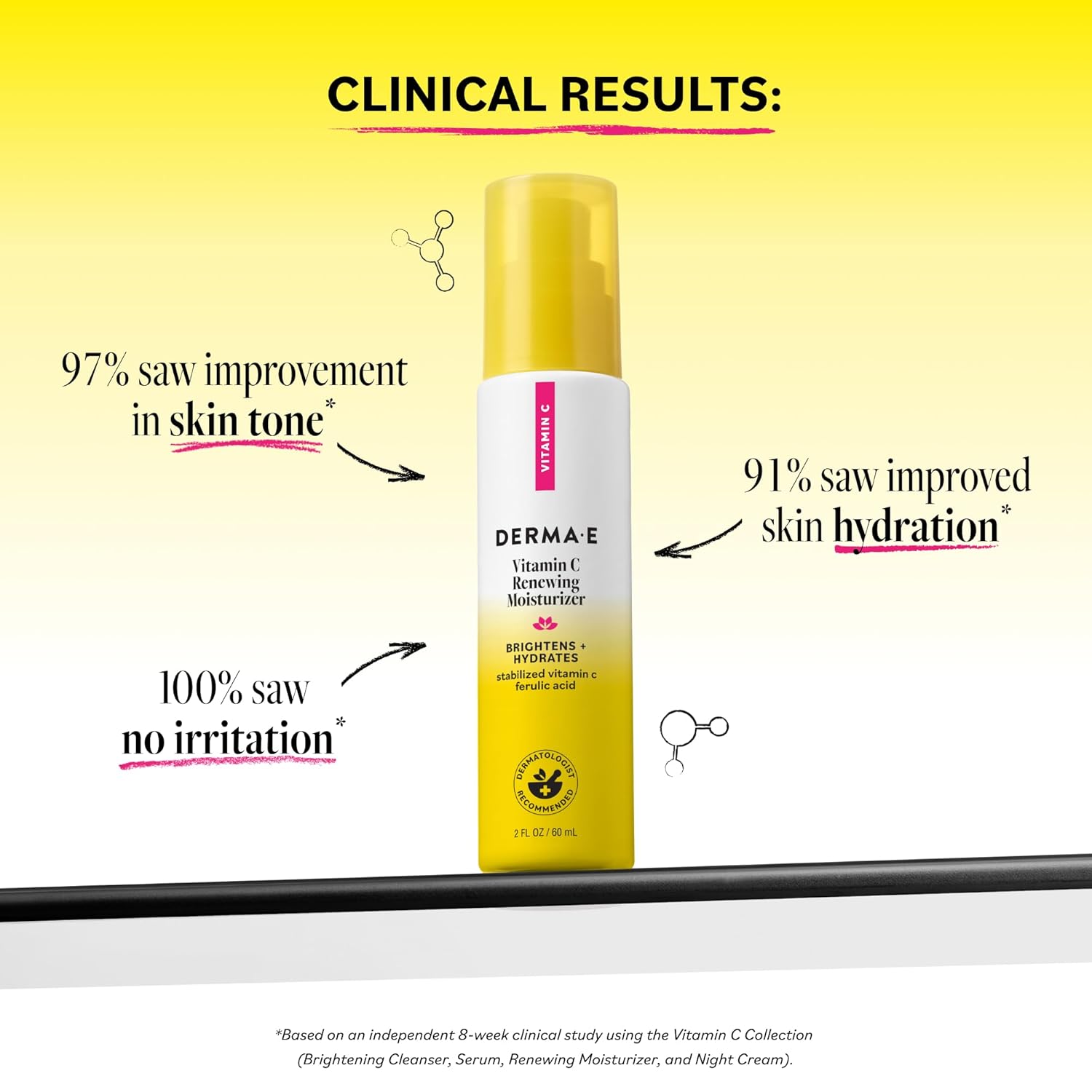 Derma E Vitamin C Renewing Face Moisturizer, 2 Oz, Brightening and Hydrating Facial Skin Renewing Cream, Anti-Aging Wrinkle Cream for Women, Day and Night Moisturizer for Face