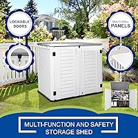 Vista 5 de Kinying - Cobertizo de almacenamiento conveniente horizontal con varias direcciones de apertura, para latas de basura, herramientas, podadora