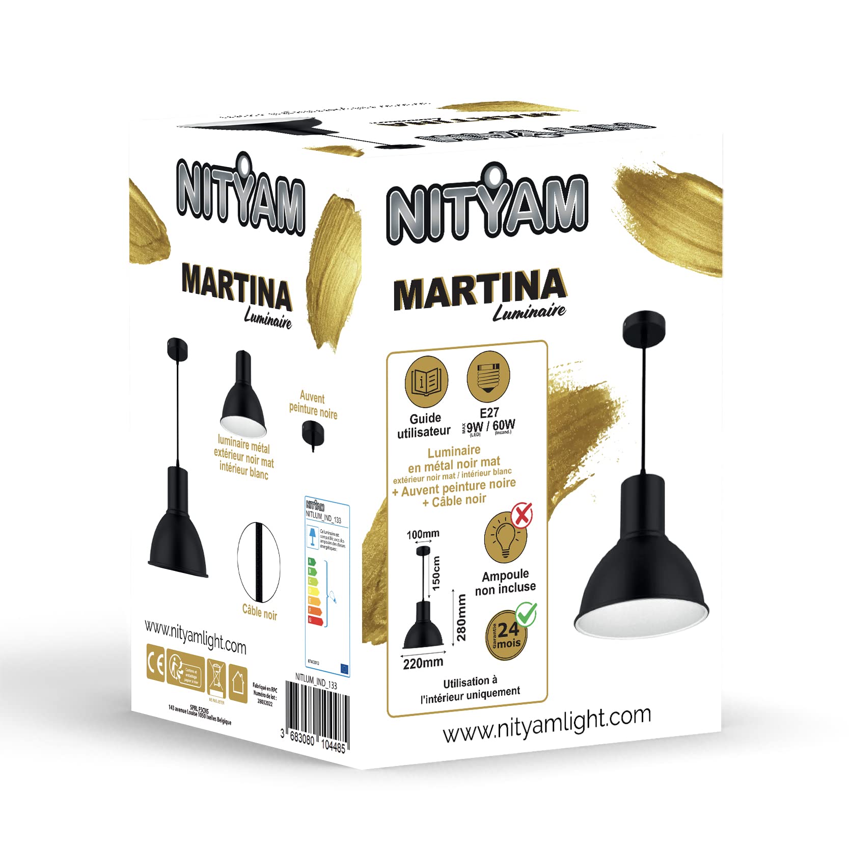 Lámpara colgante industrial MARTINA en metal negro para dar un toque moderno al salón