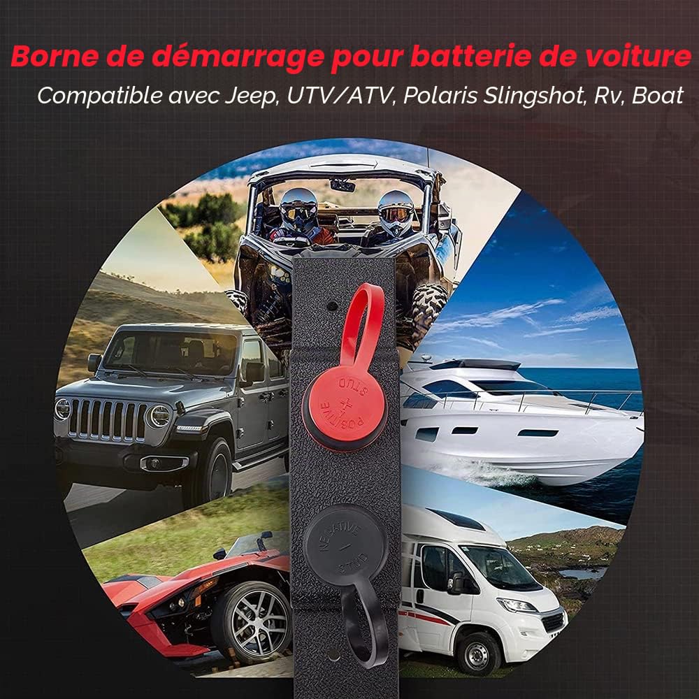 Riloer Kit de bornes de démarrage pour voiture Station de charge à distance pour batterie, Épaisseur de ligne : 0,7 cm, convient aux VTT UTV