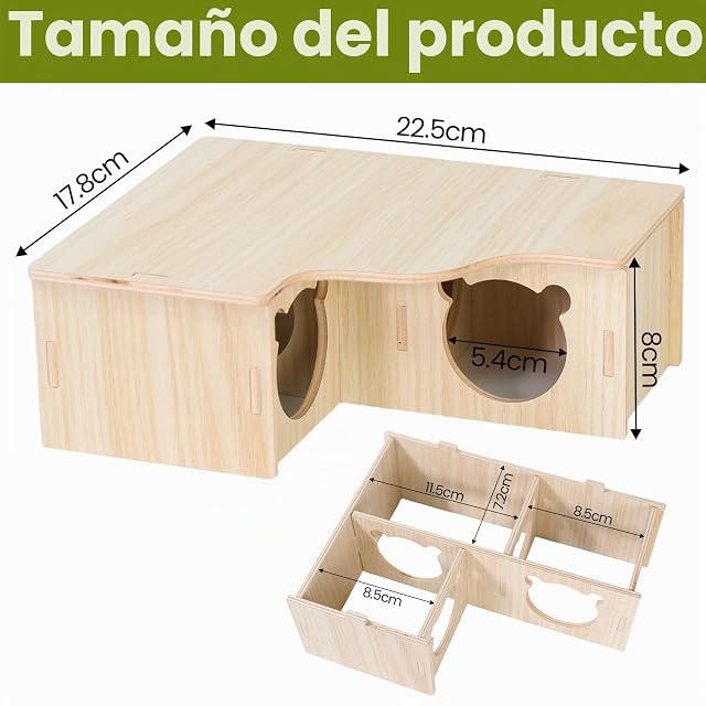 Foto 2 de 8 de VGECEE Casa Madera Hamster Sirio 3 Habitaciones Caseta Pequeña Hamster