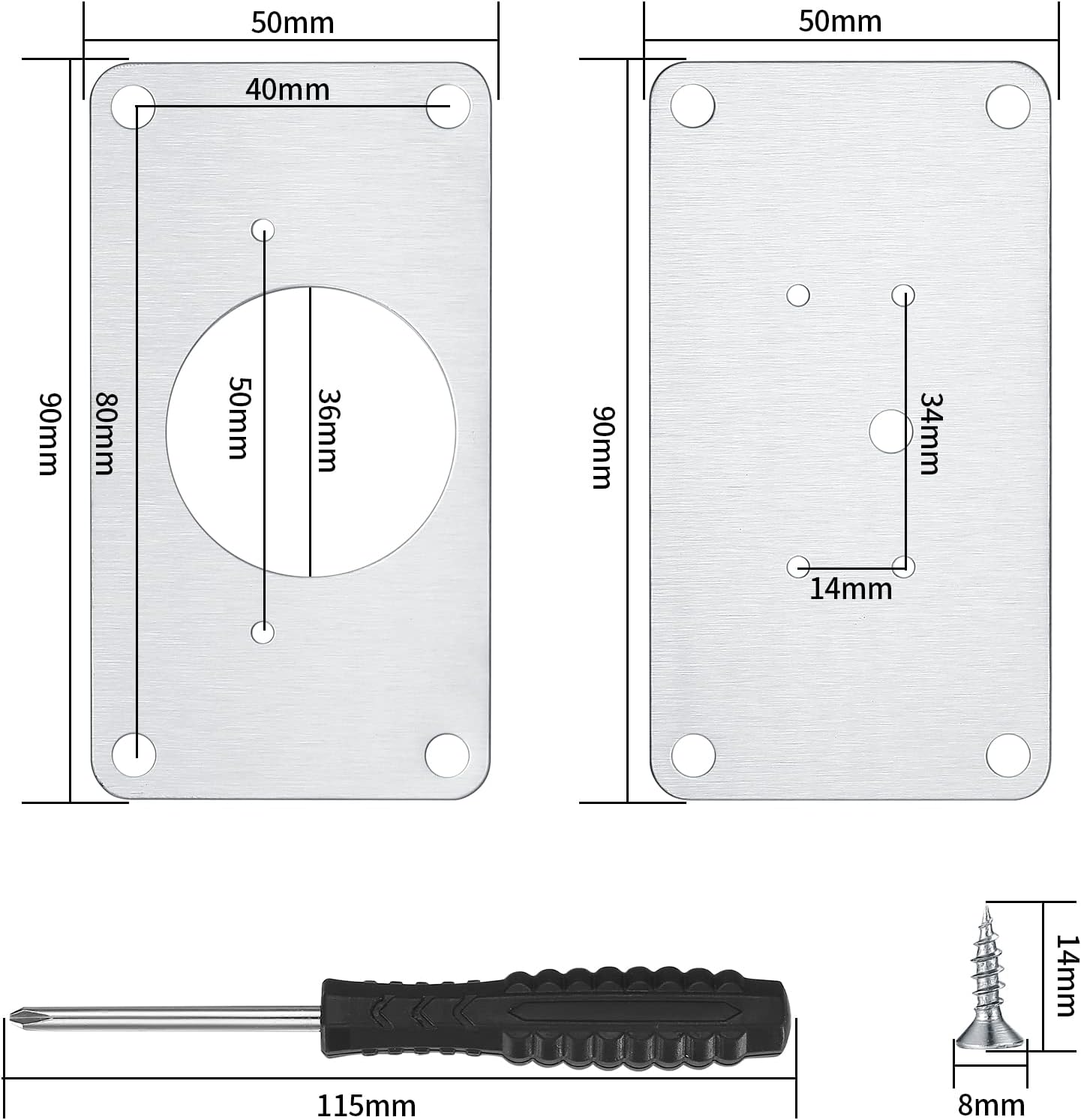 16Pcs Cabinet Hinges Repair Plates, Cabinet Doors Hinge Repair Kit Stainless Steel Furniture Cabinet Drawer Window Repair Plates with Screwdriver