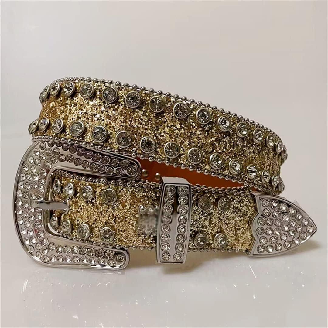 Mkjuuior Punk Strap Diamond Belt Western Crystal Studded Belt Cowgirl Cowboy Diamond Belt for Women Men Clothing Belt
