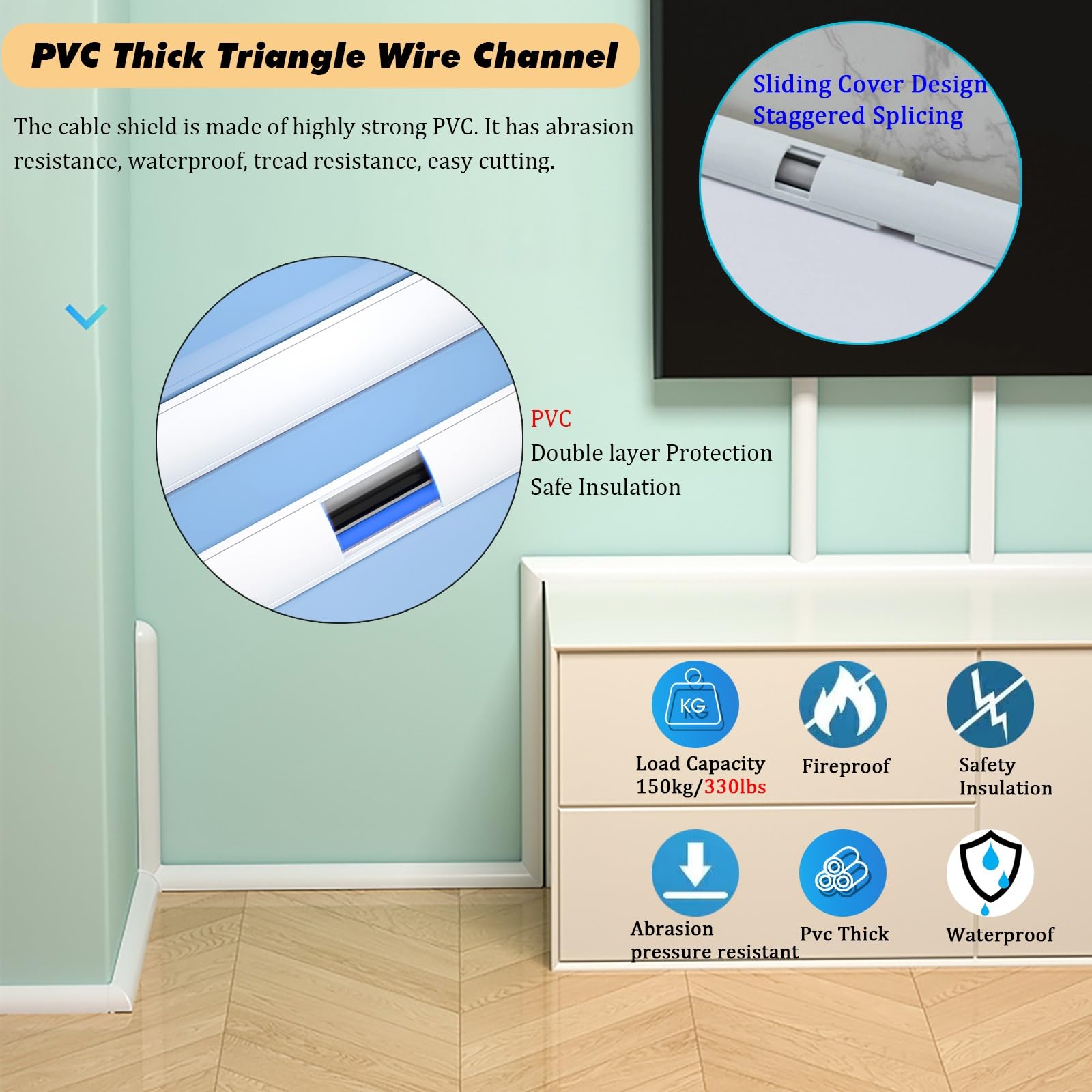 Kabelkanal Kabelschlauch Kabelmanagement PVC-Kabelversteck, Wandleiste, Kabelabdeckung, TV-Halterung, Kabelschutz, Dreiecke, Selbstklebende Haushaltskabel, Hohlräume/Verlängerungskabel, Kanäle Für Eck