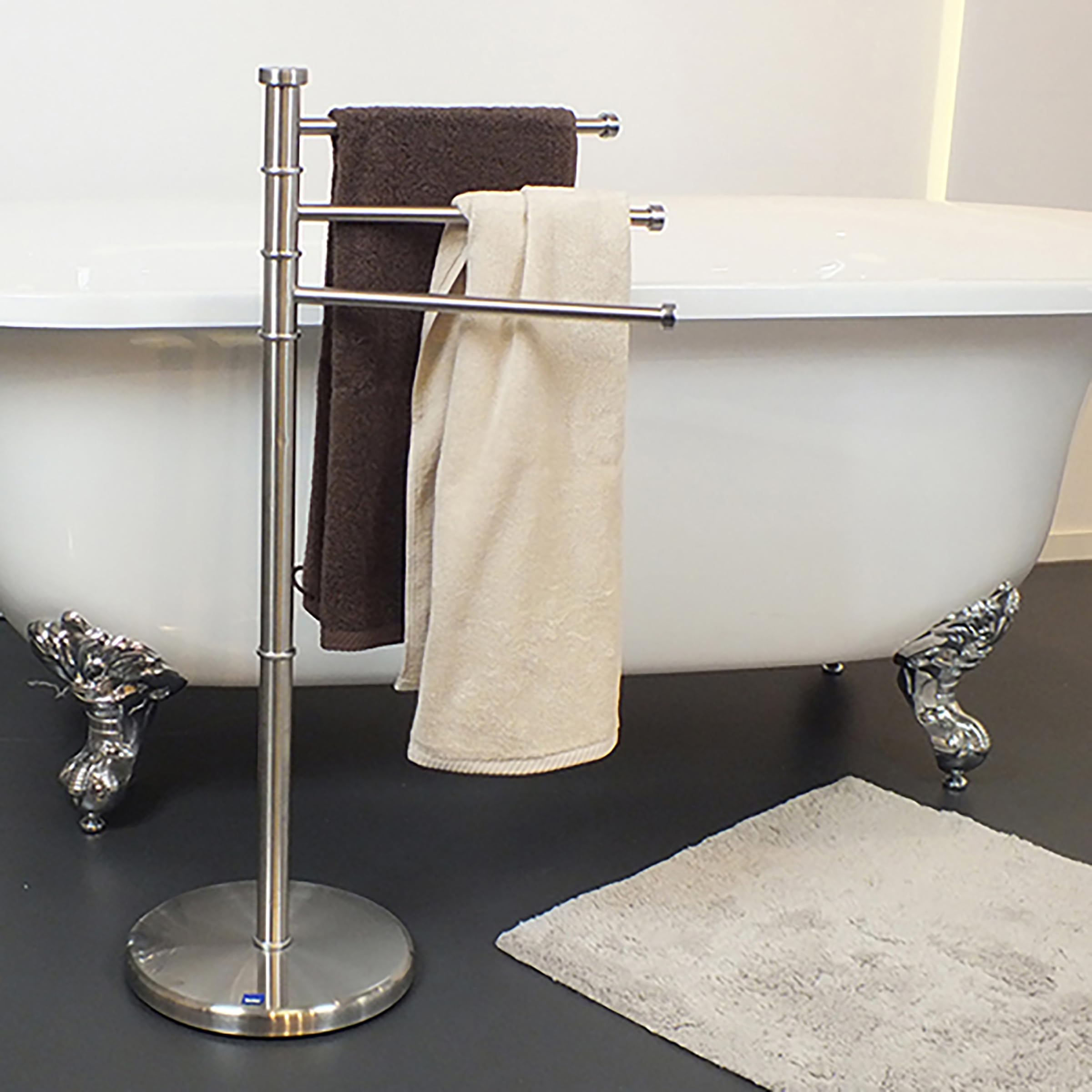 kela Porte-Serviettes Vertical 85,5cm, pivotant, Porte-Serviettes avec 3 Barres Porte-Serviettes, Swing, Acier Inoxydable Mat