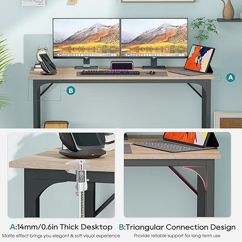 Vista 4 de BestOffice Escritorio para computadora, escritorio de oficina en casa, estilo moderno y simple para oficina en casa, estudio y escritura