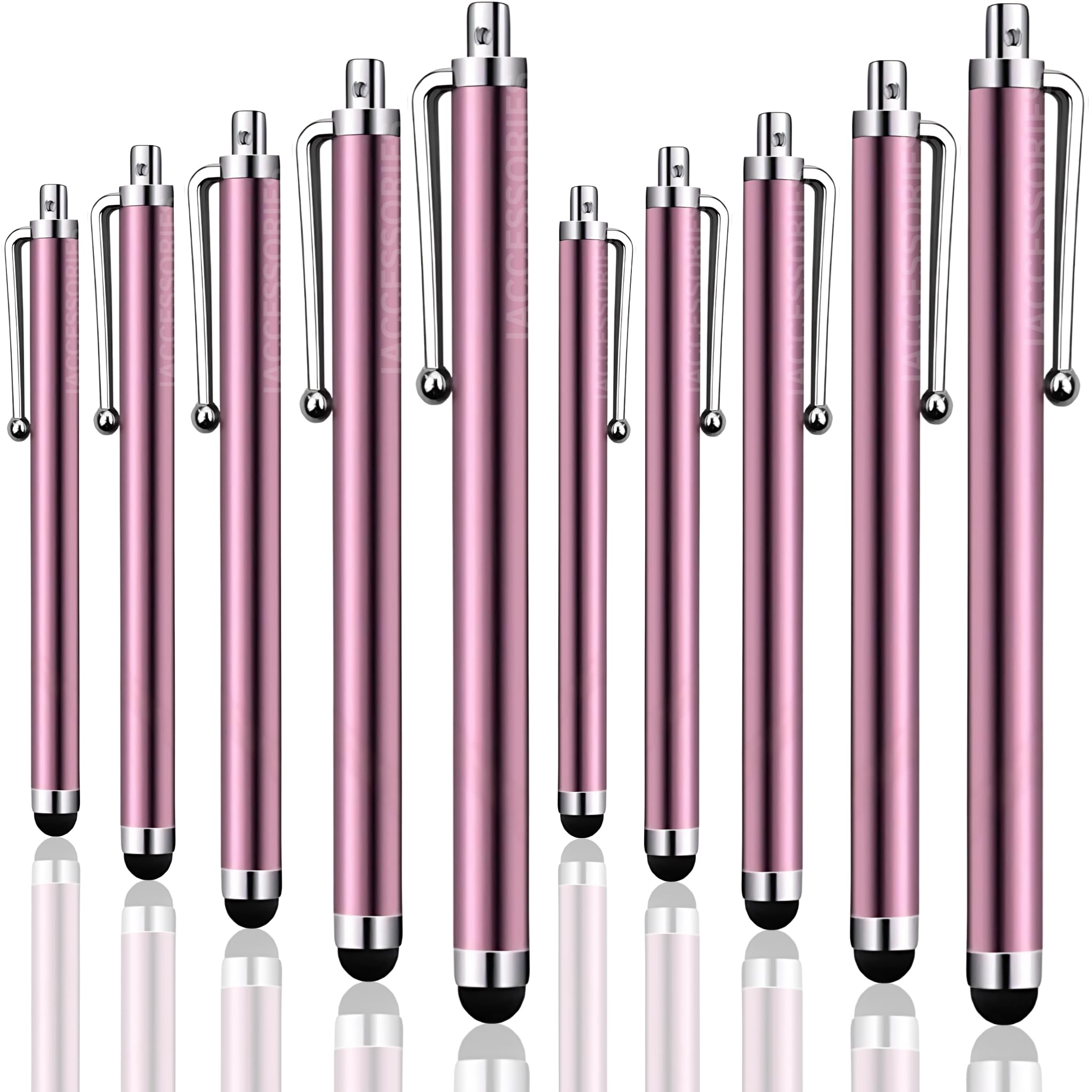 Universal Capacitive Stylus Pen Compatible with All Touch Screens Devices Mobile Phones Android Tablet iOS Windows Smartphones - Pack of 10 | Rose Gold-image-6