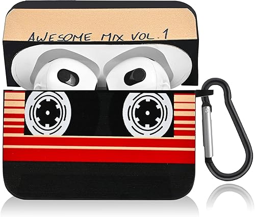 Miniatura 2 de Lindas fundas para AirPod 3 con llavero, divertido diseño de cinta de casete suave cubierta protectora completa para AirPods de tercera generación