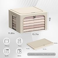 Vista 6 de Paquete de 3 cajas de almacenamiento con marco, bolsas de almacenamiento de ropa, tela Oxford, plegable, apilable, juego organizador con ventana