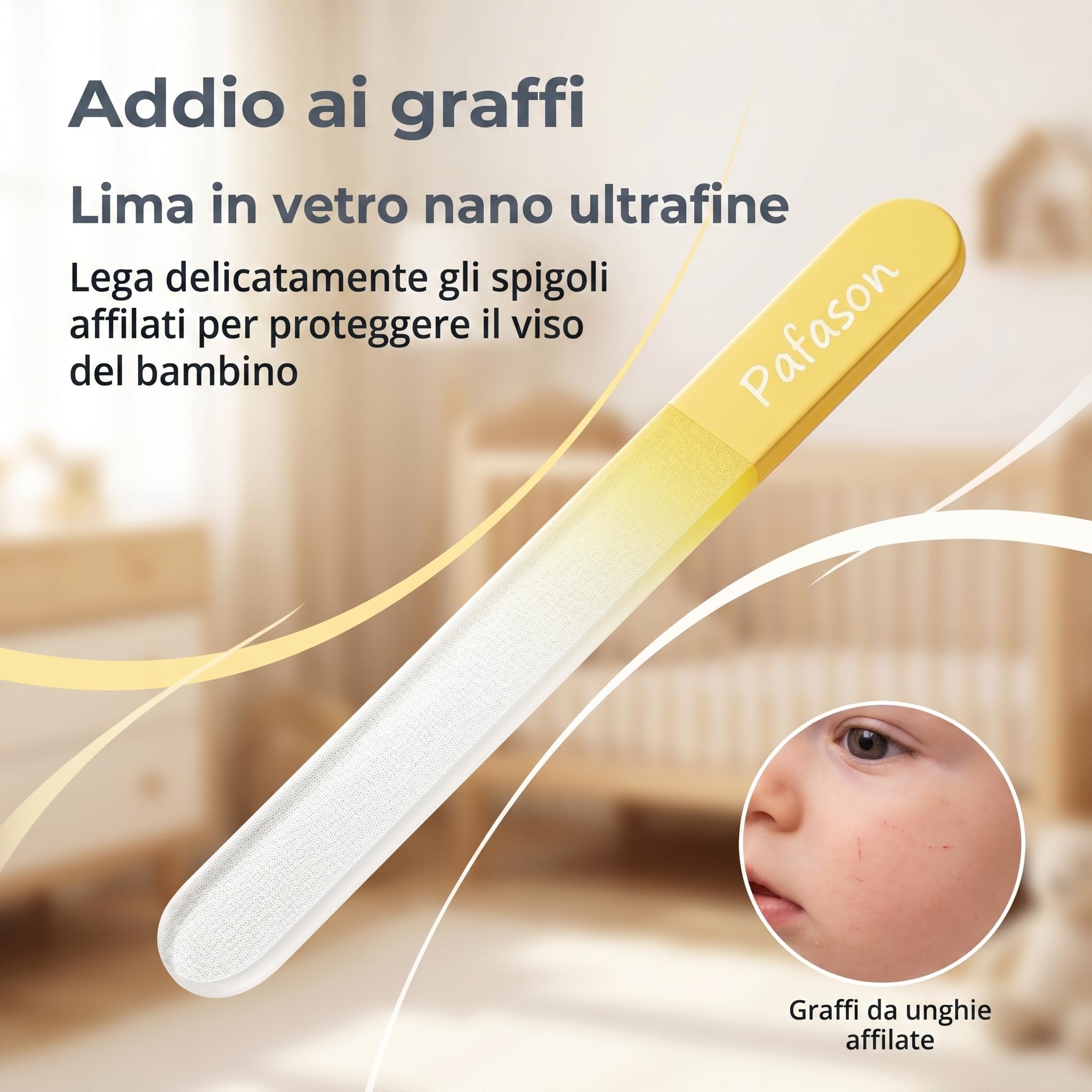 PAFASON Bambino Rotonda Punta Sicurezza Manicure Unghia Cesoie e Bambino Vetro Lima Unghia Set, Acciaio Inossidabile, Ceco Galleggiante Vetro, Ideale per Neonato, Neonati, Bambini Piccoli