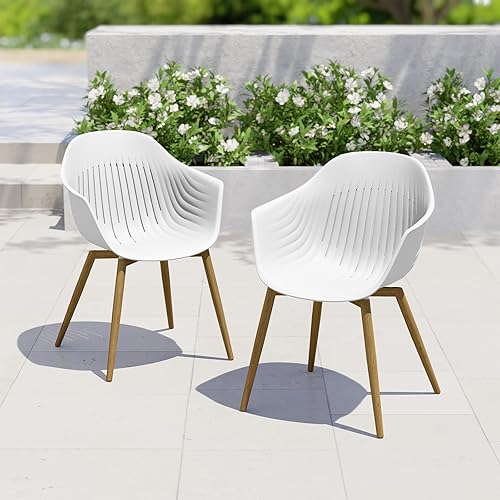 Miniatura 7 de Grand Patio Juego de 2 sillas de comedor para exteriores, sillas de comedor de plástico reciclado modernas para interiores y exteriores, marco libre