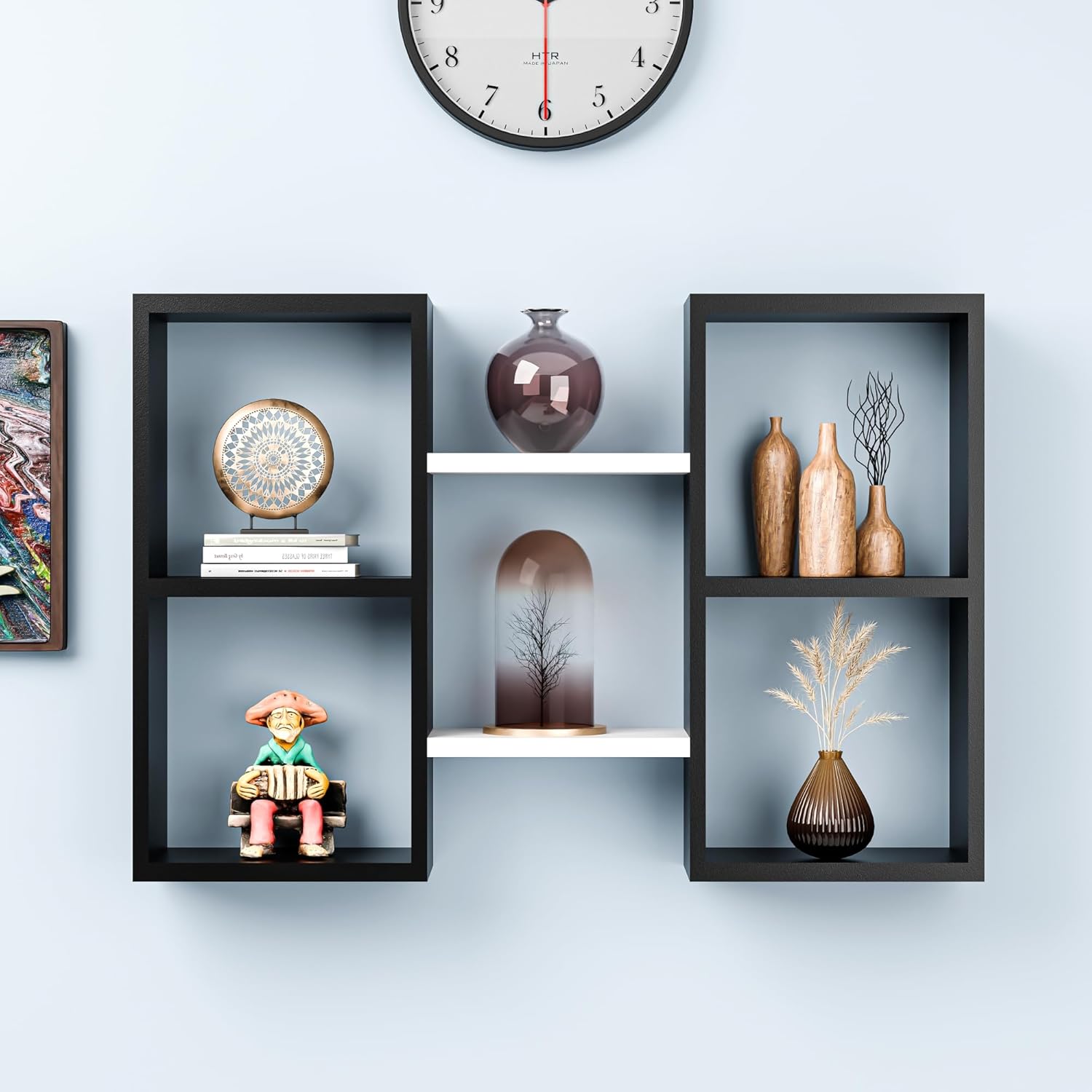 71WDAK0JXOL._SL1500_.jpg Wudlix MDF Wooden Floating Shelf for Wall | Book Stand Shelf | Wall Stand Holder for Display Unit for Living Room and Home Decor | White & Brown - Image 1