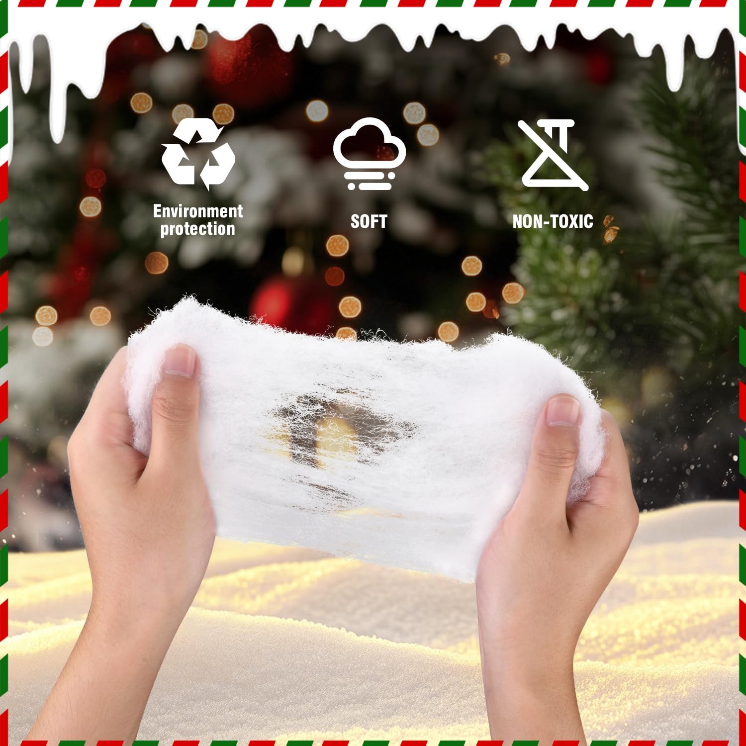 Vellibring 2 Roll Christmas Fake Snow Blanket，2.79 * 7.9 FT Thick Artificial Blanket for Christmas Village Display Xmas Decorations Fluffy Christmas Tree Base Cover Winter Wonderland Decorations