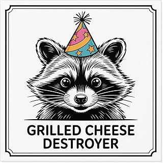 Funny Raccoon Sticker, Grilled Cheese Destroyer, Cute Animal Decor, Gift for Food Lovers, Party Favors, Indoor Outdoor Use