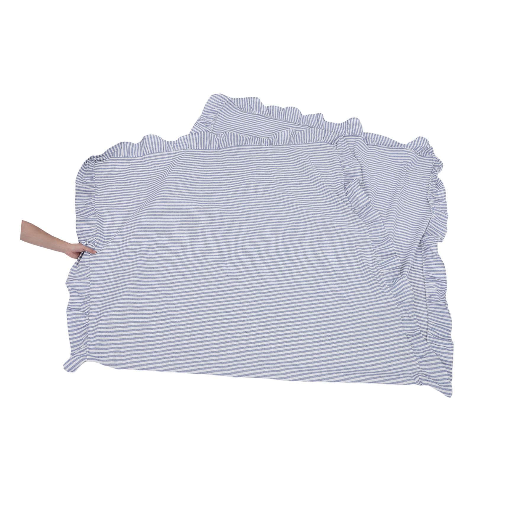Mantel Lavable y Resistente al Desvanecimiento 60x120 Pulgadas Estilo Granja de Algodón Volantes Azul y Blanco para Mesa Rectangular Adecuado para Comedor y Fiestas