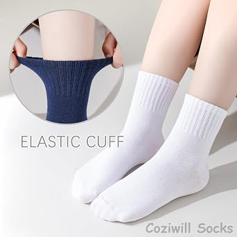 Girls Crew Socks Seamless Boys School Uniform Dress Socks Kids Breathable Cotton Quarter Sock 10 Pairs