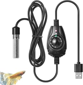 FEDOUR 10W Super Mini USB Aquarium Heater, Small Adjustable Heater with External Controller for up to 2.5Gallon Small Fish Tank, Nano Fish Tank Heater, Betta Heater for Fish Bowls