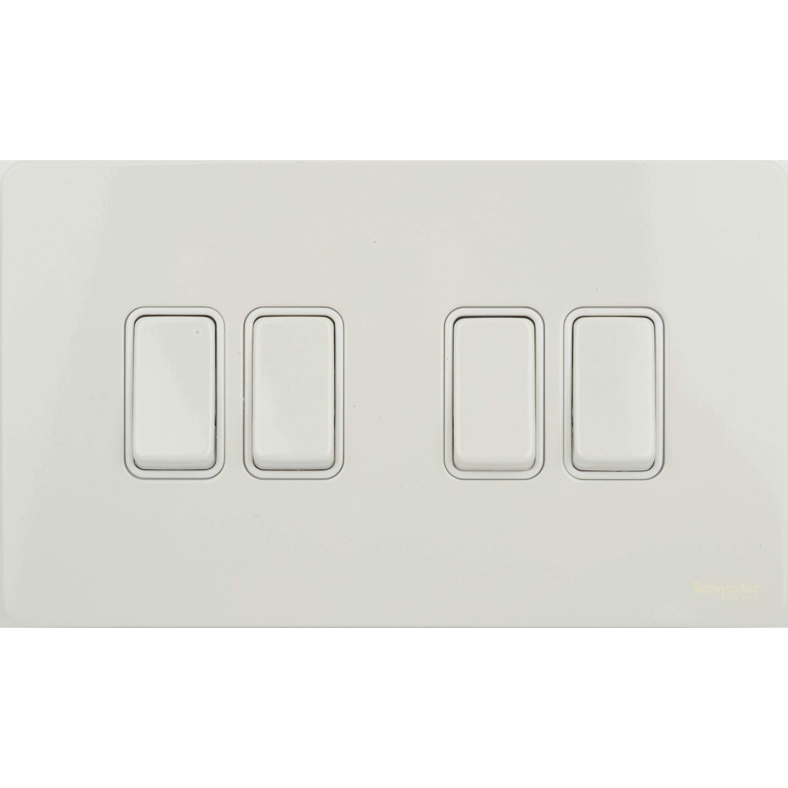 SCHNEIDER ULTIMATE 4 GANG 2 WAY LIGHT SWITCH SCREWLESS GU1442WPW
