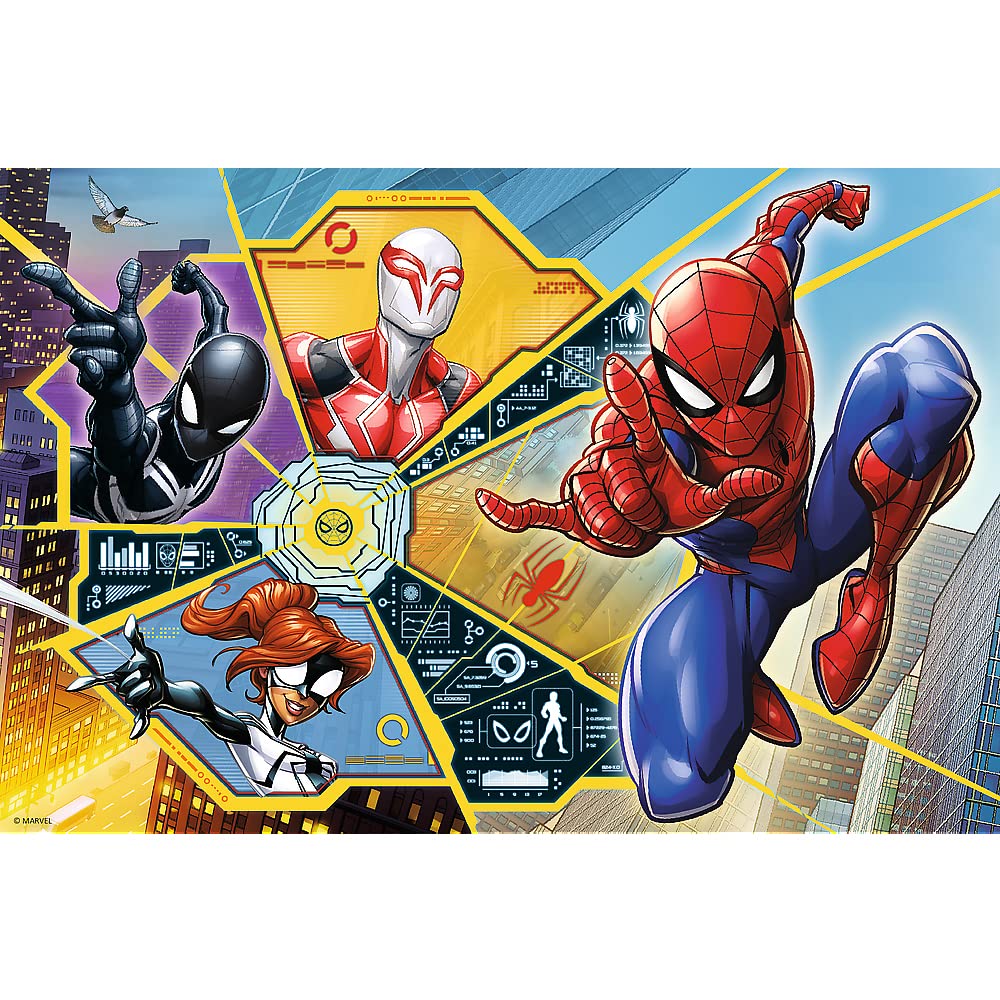 Trefl - Marvel Spiderman, W sieci - Puzzle 60 Elementów - Kolorowe Puzzle z Bohaterami Bajki, Disney, Kreatywna Rozrywka, Zabawa dla Dzieci od 4 lat