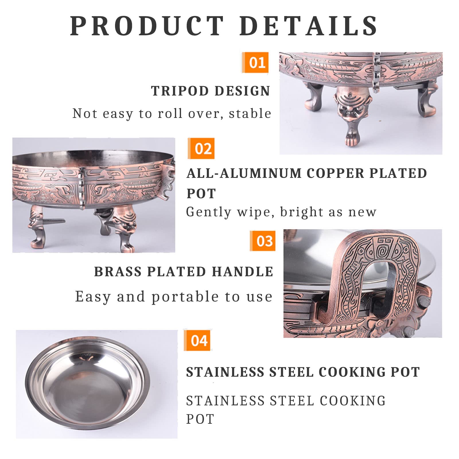 Scaldavivande e scaldavivande – Confezione da 2/4 Chafer rotondi per catering e buffet per cucina, feste, sala da pranzo buffet, finitura bronzo rosso, include padella e supporti per uel
