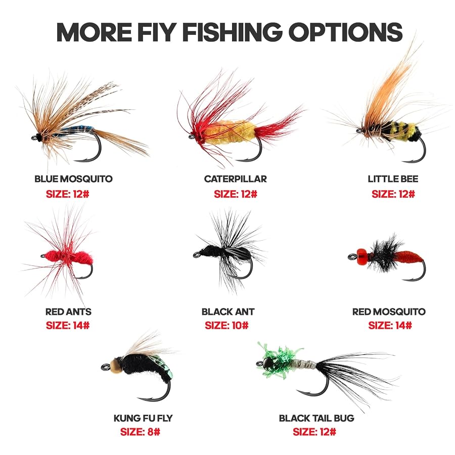 Fly Fishing Flies Assortment Kit, Hand-Tied Dry Wet Fishing Lures, Nymphs, Streamers, Terrestrials for Trout Bass Sunfish, Pike with Magnetic Fly Box, image 2