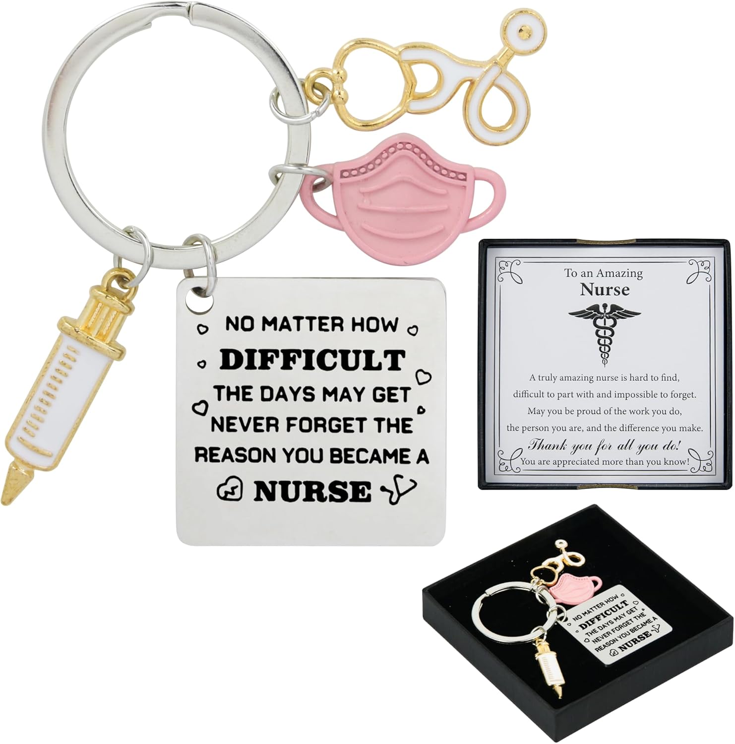 Nurses Week Gifts Nurse Keychain with Inspirational Card, Practical Medical Assistant Accessories, Heartfelt Nurse Gift, Appreciation Gifts for Nurses, Motivational Nursing Student Essentials