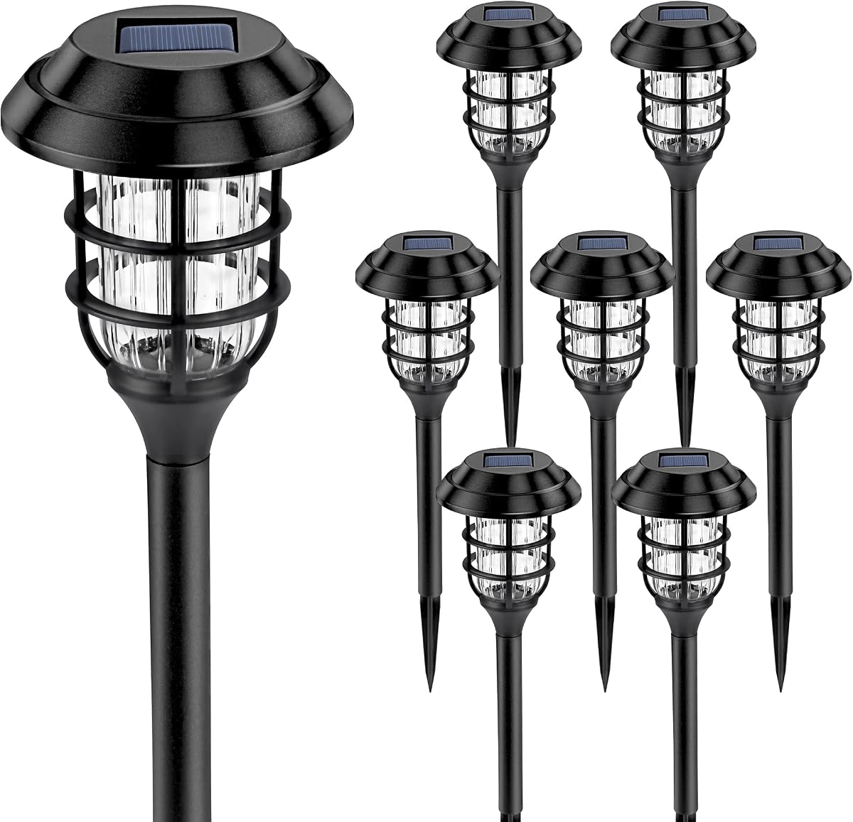 SOLPEX Solar Pathway Lights Waterproof Outdoor Lighting, 8 Pack Cold White | 8-12H Runtime, Auto On/Off, Tool-Free Install, For Yard, Garden, Pathway, Patio, Walkway, Driveway