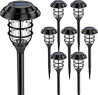 Solpex Solar Pathway Lights Outdoor Waterproof 8 Pack Cold White - Auto On/Off Garden Stake Lights for Yard Walkway Patio
