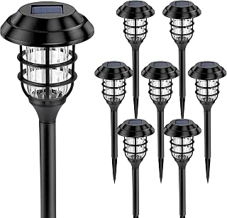 Solpex Solar Pathway Lights Outdoor Waterproof 8 Pack Cold White - Auto On/Off Garden Stake Lights for Yard Walkway Patio