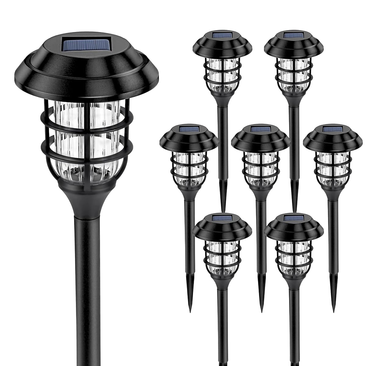 SOLPEX Solar Outdoor Path Lights, 8 Pack Cold White, Waterproof Landscape