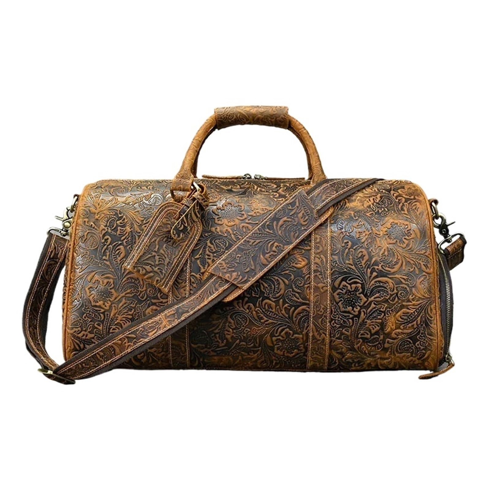 Sac en cuir gaufré vintage grande capacité pour voyager sans manquer d'espace