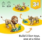 LEGO Creator 3 en 1 Animaux sauvages: Lion Majestique - Construire un jouet pour les garçons & Filles, Âges 9+ - Décor de chambre ou bureau pour enfants - Jouet de lion avec 3 Options de construction - Cadeau pour les anniversaires - 31386