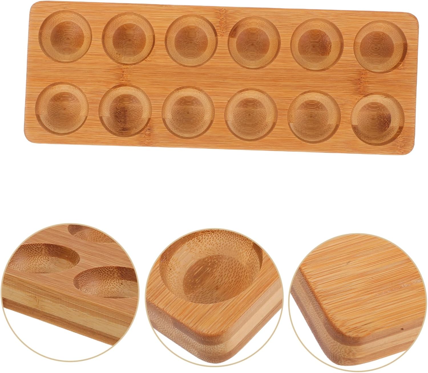 COLLBATH 12holes Wooden Holder for Eggs Serving Tray for Fridge and Kitchen Storage Compact Design for Easy Organization