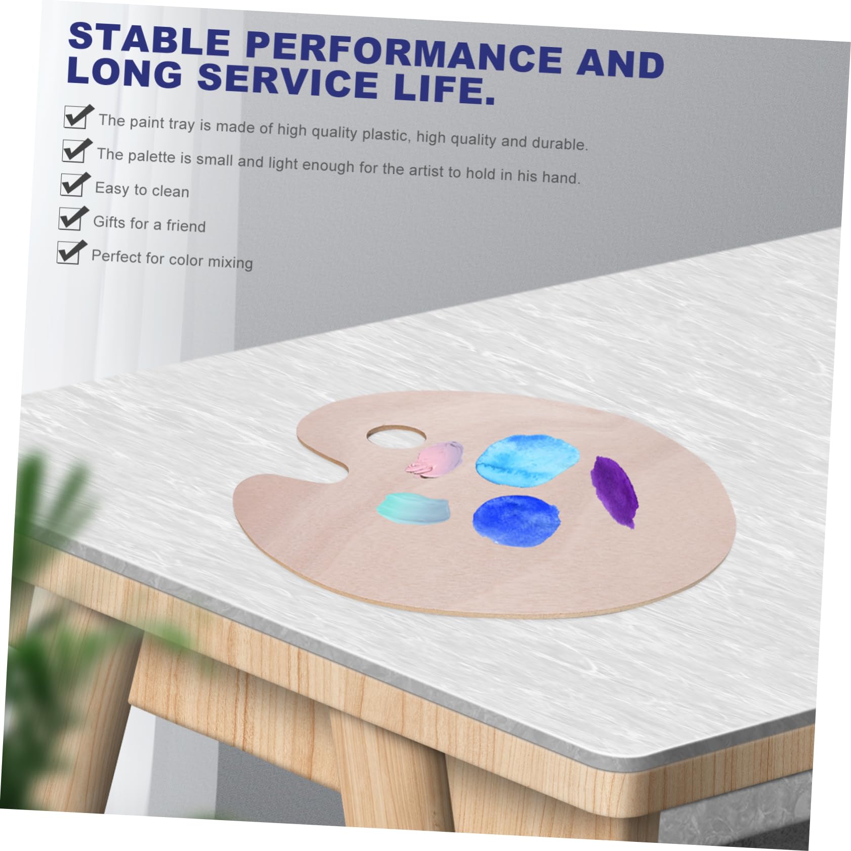 NUOBESTY Tavolozza Beige Dipingere 2 Pezzi in Legno per Studenti | Superficie Liscia senza Sbavature, Uso Pittura e Diy, Vassoio per Miscelazione dei Colori