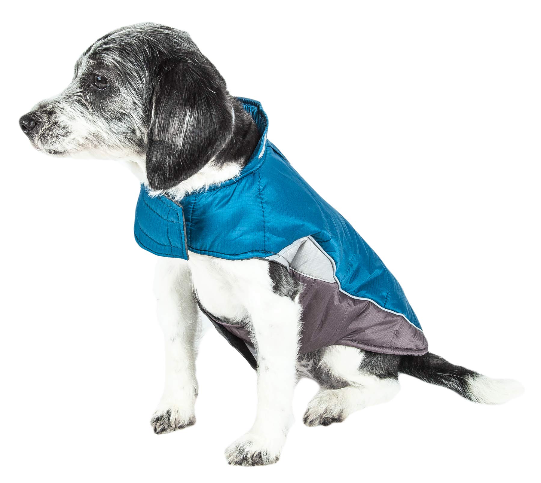 DOGHELIOS 'Hurricane-Waded' Plush Adjustable 3M Reflective Insulated Winter Pet Dog Coat Jacket w/ Blackshark technology, Small, Blue Wave