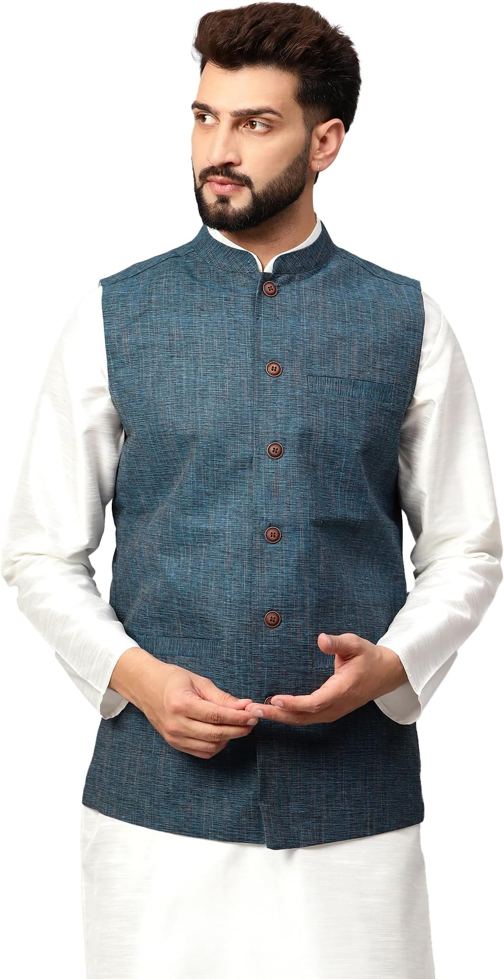Men's Traditional Cotton Solid Nehru Jacket/Waistcoat