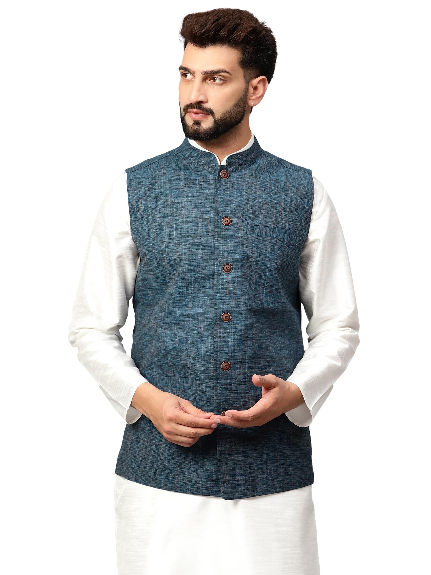 Men's Traditional Cotton Solid Nehru Jacket/Waistcoat