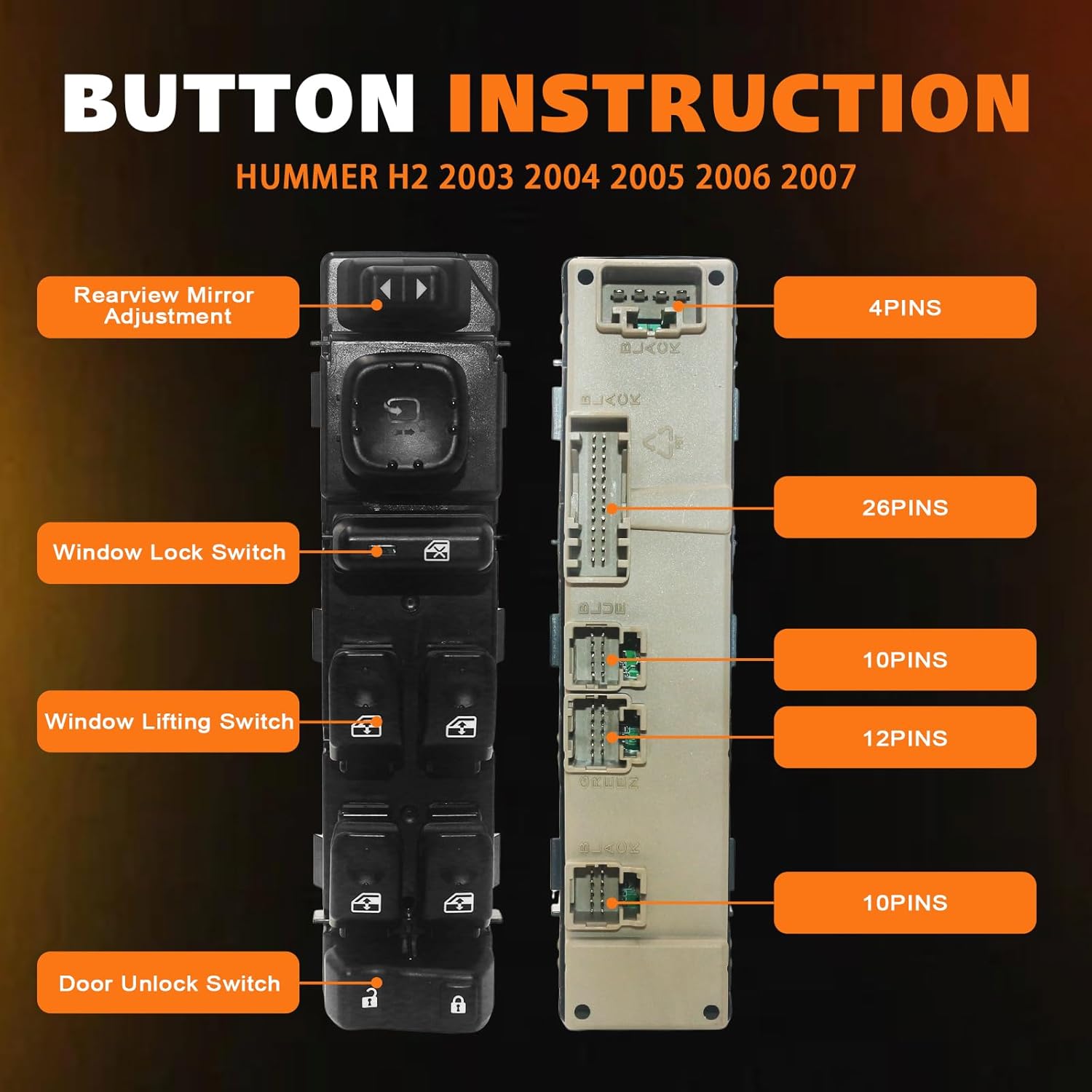 15883429 Master Power Window Switch for 2003 2004 2005 2006 2007 Hummer H2, Replace