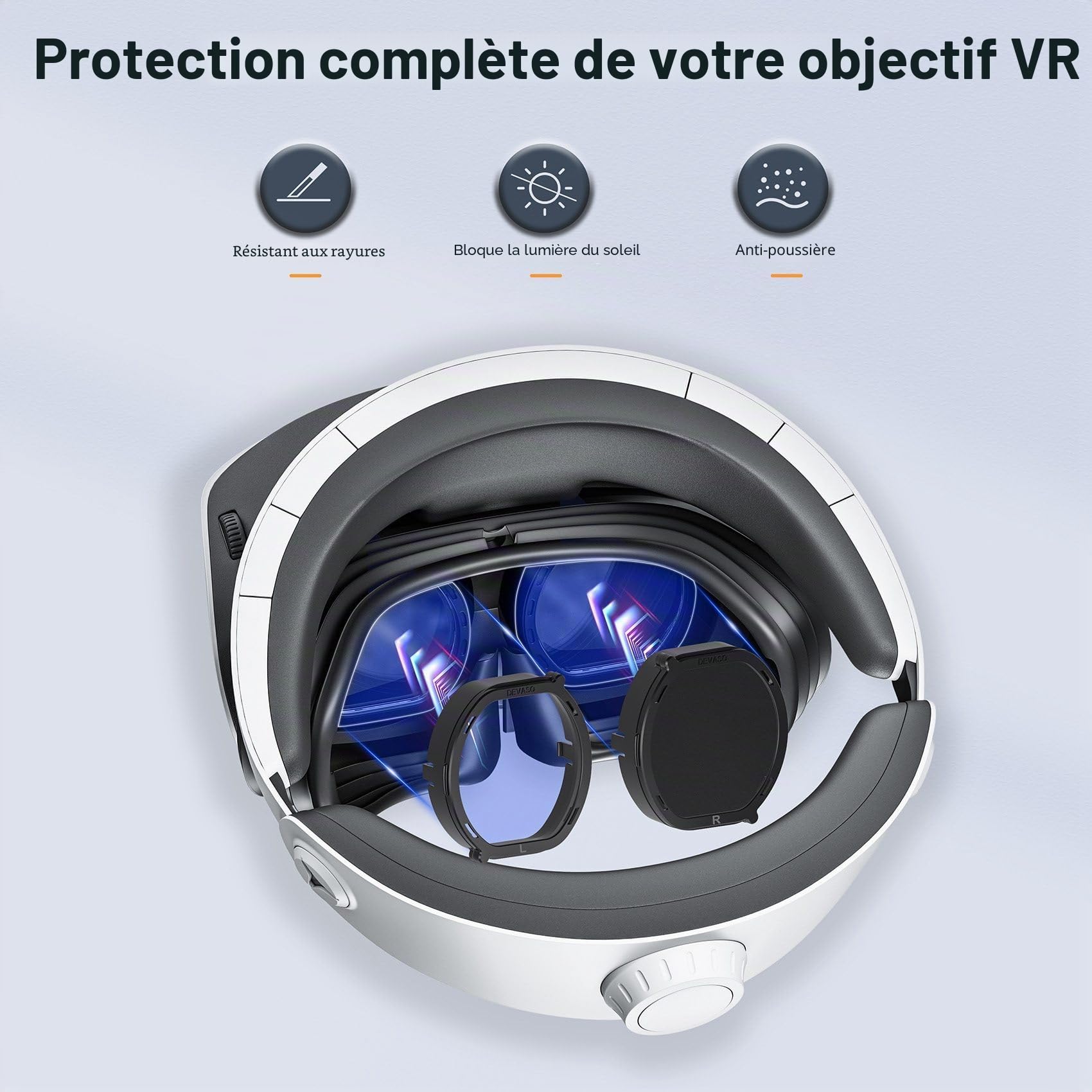 Lentille de vue VR et capuchon de protection pour PS VR2, revêtement anti-lumière bleue, anti-poussière, capuchon de protection en silicone, insert d'objectif, cadre de protection à
