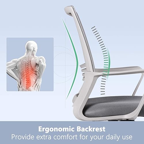 Miniatura 4 de Silla de oficina ergonómica de malla, silla de escritorio para computadora, sillas ejecutivas de oficina en casa con soporte lumbar, reposabrazos